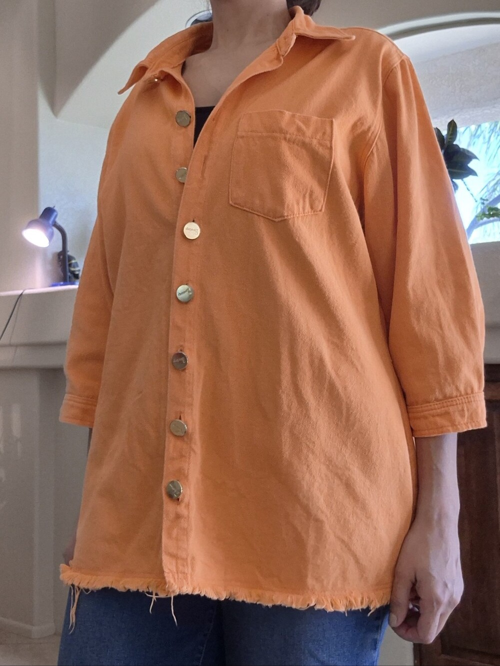 Beetop Button Up, Fray At The Hem Shacket Sz X Large